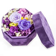 永生花礼盒保鲜花巨型玫瑰花盒玻璃罩diy生日情人节送女友男友
