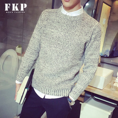 F．K．P针织衫男2016秋季男士圆领套头修身毛衣毛衫青年纯色韩版