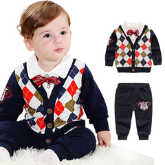 不童样 2016新款男童秋装套装1-2-3岁儿童假两件套装宝宝衣服长袖