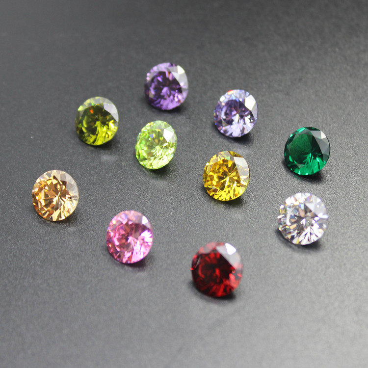 五彩缤纷瑞士钻圆形水钻石彩色锆石裸石苏联钻尖底戒指手链可镶嵌
