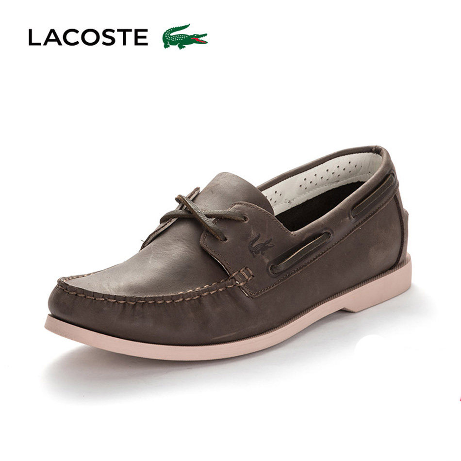 LACOSTE/法國鱷魚男鞋 低幫一腳套牛皮休閑帆船鞋NAVIRE PREMIUM