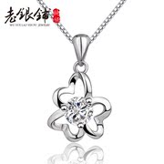 925 Sterling Silver Flower necklace old silver Pu women Korea fashion original temperament clavicle diamond Flower necklace gift chain