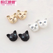 Pink Empress authentic Korean jewelry fine cute animal series, real cute cat girl Stud Earrings