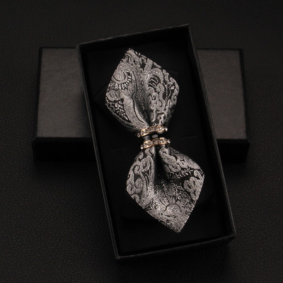 包邮 银色花纹尖头领结 男士商务正装 结婚新郎伴郎主持演出煲呔