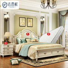 美式床全实木床双人床欧式白色储物床1.8米地中海床简约乡村婚床