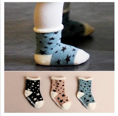冬季儿童棉袜子女童袜子纯棉宝宝防滑胶点男童中筒0-2岁2-4岁袜子