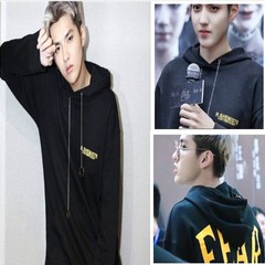 exo吴亦凡KRIS同款衣服秋冬男女学生韩版休闲印花连帽卫衣外套潮