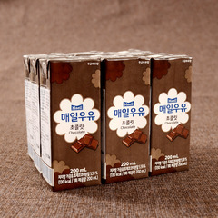 韩国进口Maeil每日灭菌牛奶巧克力牛奶200mlX6盒灭菌常温