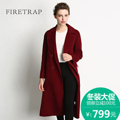 Firetrap 2016秋冬新款女装欧美双面呢大衣长款气质羊毛大衣女