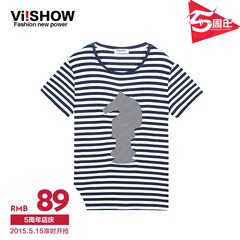 Viishow2015 summer dress new style stripe print short sleeve t shirt short sleeve t-shirt men t han half sleeve