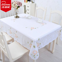 北极绒塑料PVC桌布防水防烫长方形餐桌垫白色台布茶几欧式方桌垫