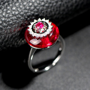 Very Thai s925 silver ring woman cute Japan and South Korea, a ruby ring finger exaggerated personalities