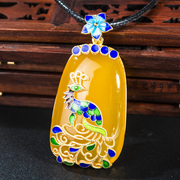 Very Thai 925 Silver Peacock pendant vintage cloisonne inlay yellow agate temperament new fashion women