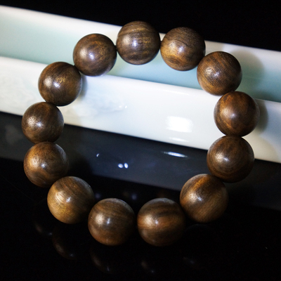 极品-紫磨真金 千年乌木金丝楠佛珠手串f0348