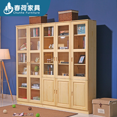 带门书橱自由组合单个书柜松木创意带抽储物柜实木隔断置物架特价
