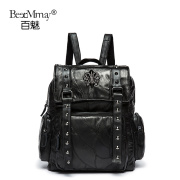 Hundreds of charming leather women bag backpack new 2015 soft surface personality Korean College wind skins rivet travel backpack