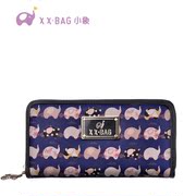 Little elephant bags new 2016 retro cute contrast color zipper fashion hand Lady long purse 1982