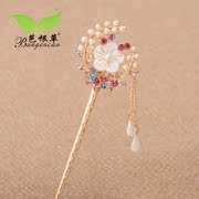 Bagen grass headdress the ancient Pearl hairpins Korea classic tassel hairpin hair rocking retro hairpin hair accessories