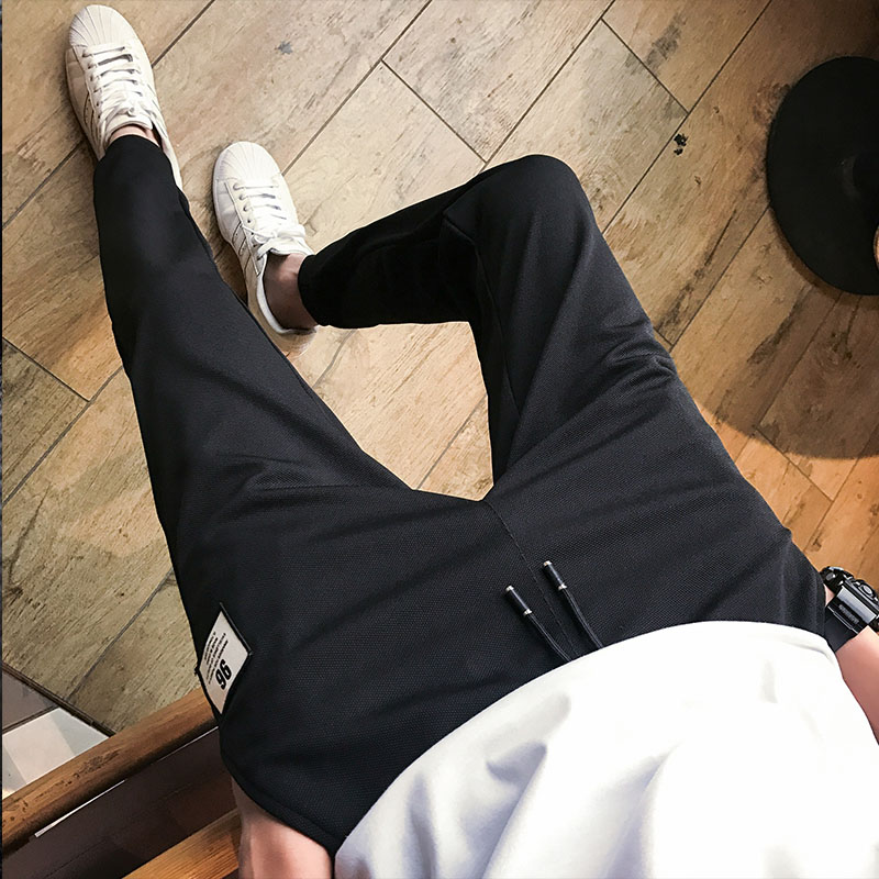 裤子男秋季运动长卫裤韩版潮流修身学生男士小脚哈伦9九分裤男生