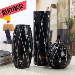 陶瓷器花瓶黑白假意摆件 现代简约花器家居装饰品 客厅摆设工艺品