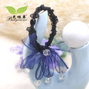 Bagen grass pendant crystal flower hair band hair silk yarn elastic rope ponytail band tiara