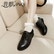 Puqiying suede leather black low women's vintage genuine leisure point