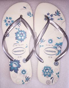 115748灰色 Havaianas新品2020女款細帶ORGANIC灰色碎花人字拖鞋哈瓦那 m51274