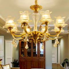 欧式水晶吊灯 全铜客厅吊灯 美式卧室灯餐厅灯现代简约灯具