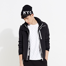 美特斯邦威2015秋装新款男科技面料拉链撞色连帽茄克吊牌价399