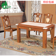 现代简约新古典烤漆餐桌小户型长方形实木大理石餐桌椅组合6人