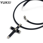 YUKI S925 silver men boys Korean Onyx hipster Jesus Christ cross necklace pendant ladies