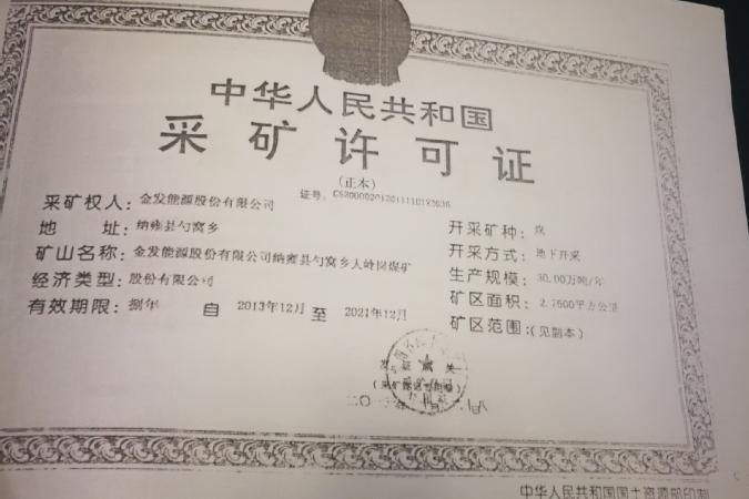 【变卖】金发能源股份有限公司纳雍县勺窝乡大岭岗煤矿采矿权