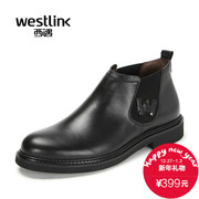 Westlink/2015 winter New England casual West Chelsea stitching leather short boots men's boots