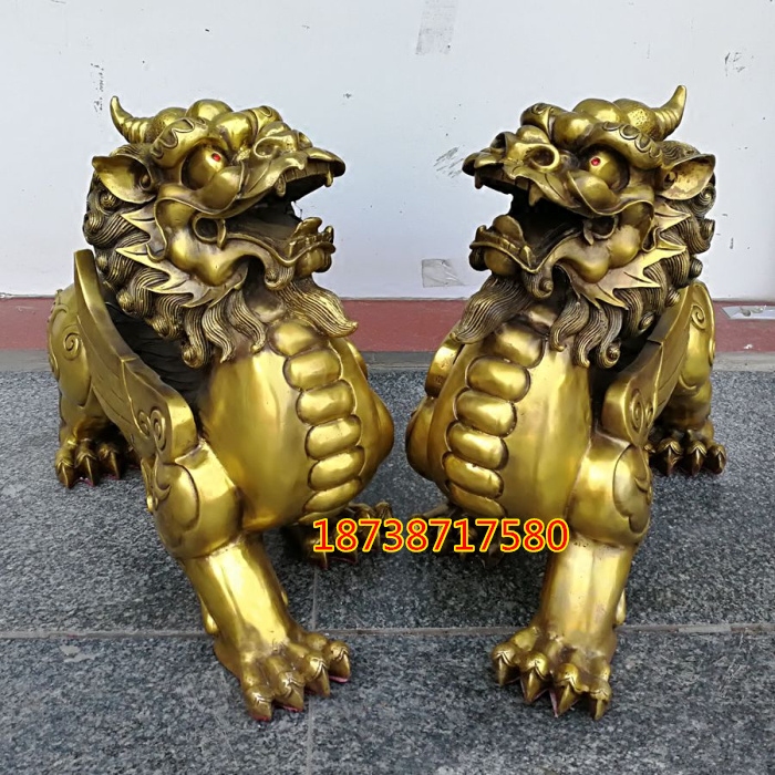 纯铜貔貅大号独角兽招财神兽望天吼天禄兽黄铜器动物桌面摆件