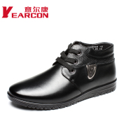 Italian con men's authentic winter 2014 new leather fashion casual high help shoes plus fleece men's shoes