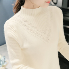 秋冬季新款韩版短款女装半高领套头长袖打底毛衣内搭针织衫女加厚