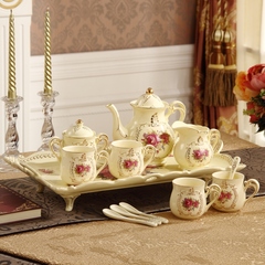 英式咖啡具8头套装欧式奢华田园陶瓷下午茶茶具咖啡水杯结婚礼物