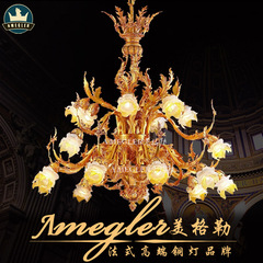 美格勒全铜吊灯奢华法式别墅美式复古欧式灯具铜灯客厅灯全铜吊灯