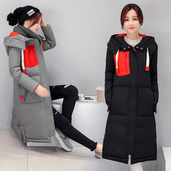 实拍2016年冬季新款时尚女装韩版羽绒棉服过膝棉服修身外套