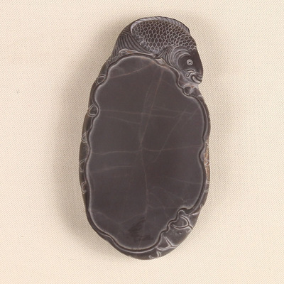 亚太地区手工艺大师 黎铿作品 《鱼乐图》砚