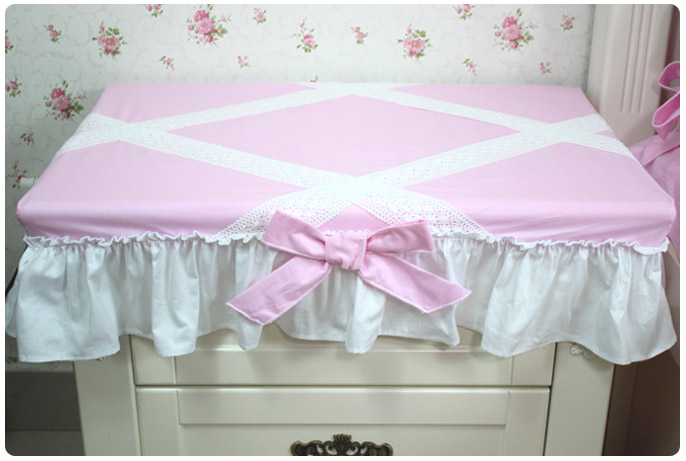 韩式田园纯粉色蕾丝床头柜罩桌布茶几罩餐桌布套万能搭布电视柜罩