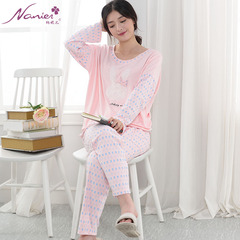 纳妮儿秋季韩版长袖纯棉睡衣卡通可通休闲外穿学生少女家居服套装