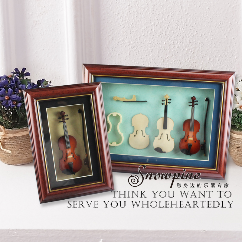 复古小提琴创意工艺品实木相框欧式家居摆件装饰礼品生日礼物包邮
