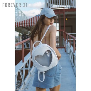 愛馬仕clic21 仿皮透明愛心型雙肩包 Forever21 愛馬仕ld包