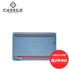 cassile/卡思乐2016冬季新品日韩薄款撞色四拉链十字纹支票夹钱夹