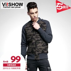 Viishow spring of 2015 men's jackets men's slim-type camouflage printed tide baseball uniform coat jacket