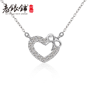 Old shop silver diamond necklace 925 Silver love women Korea women fashion silver jewelry heart-shaped necklace silver necklace gift