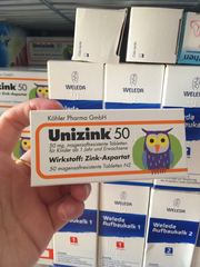 德国直邮unizink宝宝水溶补锌片改善厌食提高免疫50粒 1岁以上