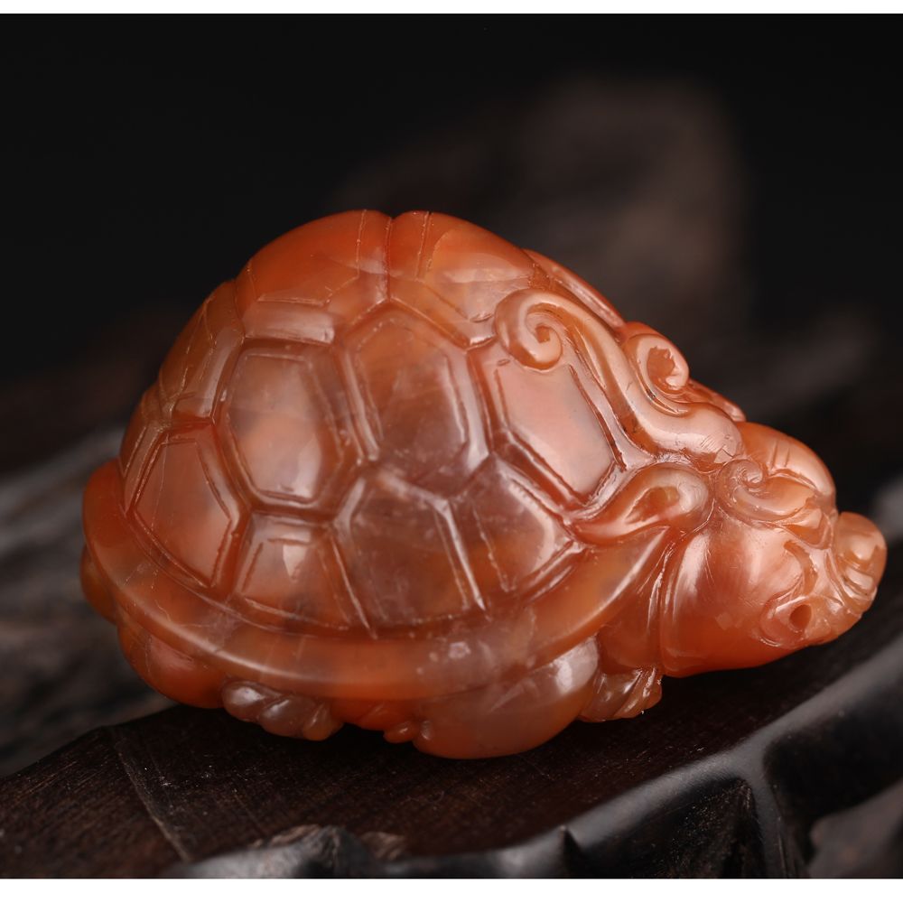 苏工精品 保山南红玛瑙龙龟把件 67g