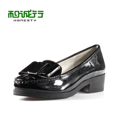 He Chenghang and spring/summer 2015 new bright bow ties with Korean cow leather women shoes 07137